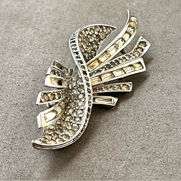 Art Deco Vintage Rare PENNINO Sterling Silver Rhinestone Brooch - Picture 2 of 11